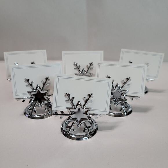 Pier 1 Imports Silver-Tone Six Snowflakes Place Card Holders - Picture 3 of 12